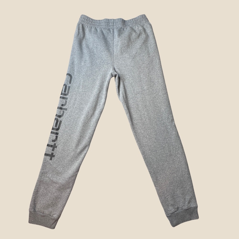 Carhartt Jogger Pants Kids XL (18-20) Gray Vertical Logo Graphic Fleece
